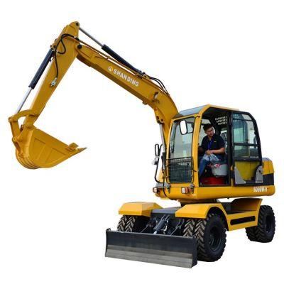Cheap and High Quality 9tons Wheel Excavator Wheel Digger with Air Conditioner All Attachments and Powerful Engine
