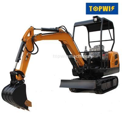 Topwin 1.8ton EPA Towable Backhoe Crawler Excavator with Shovel/Ditch Finger/Log Thumb for Sale