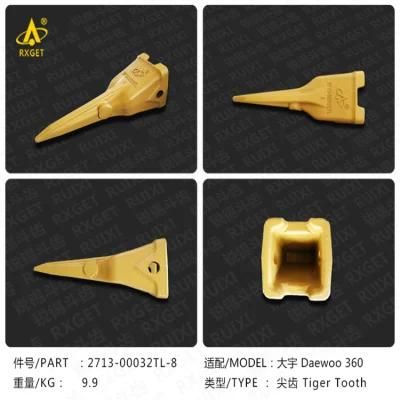 713-00032tl Dh360 Series Tiger Long Bucket Tooth Point, Excavator and Loader Bucket Digging Tooth and Adapter, Construction Machine Spare Parts