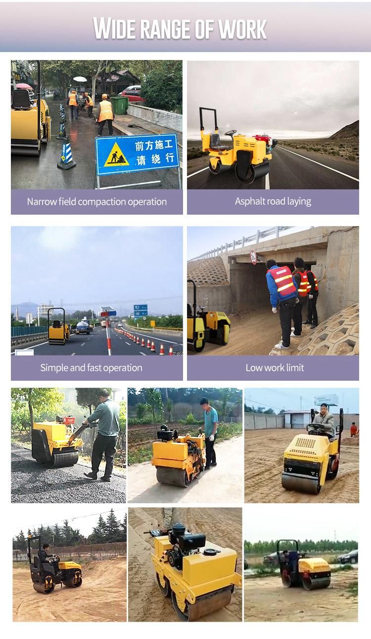 High Performance Price Small 1 Ton Mini Single Double Drum Vibratory Compactor Diesel Ride on Road Roller