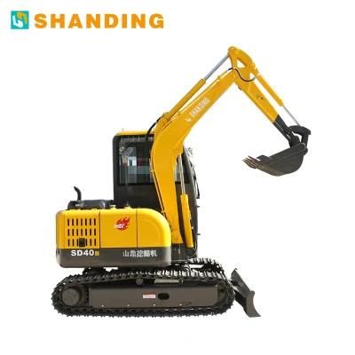 Shanding Factory Mini Small Crawler Excavator Digger with Cabin and Air Conditioner for Sale SD40b