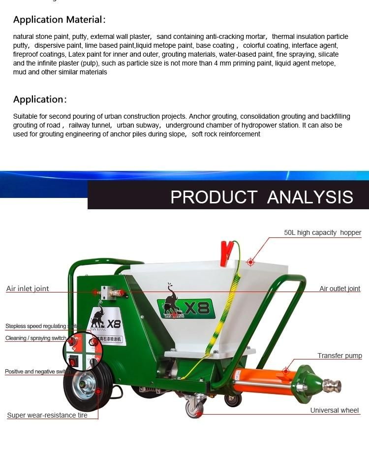 X8 Portable Airless True Stone Coating Wall Putty Sprayer Painting Machine