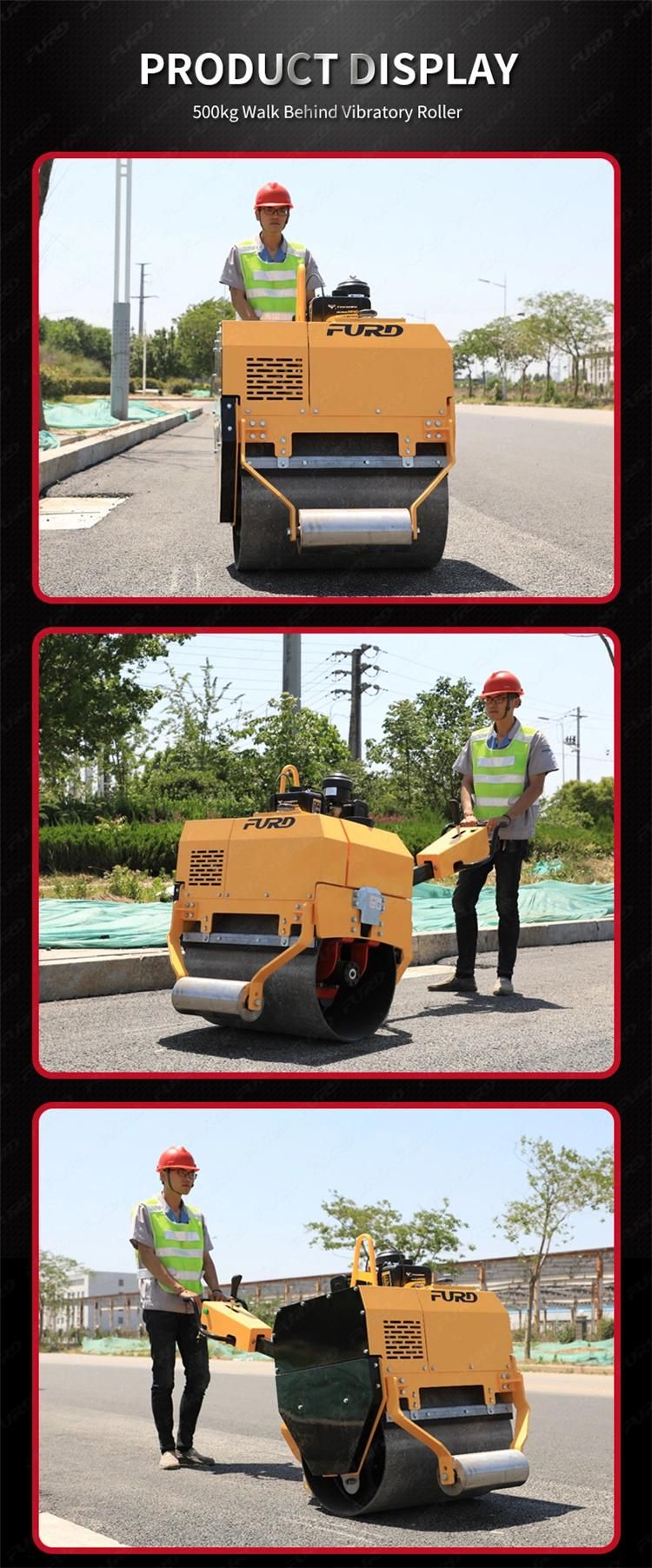 Hydraulic Driving 500kg Single Drum Vibratory Road Roller Construction Machinery Compactor