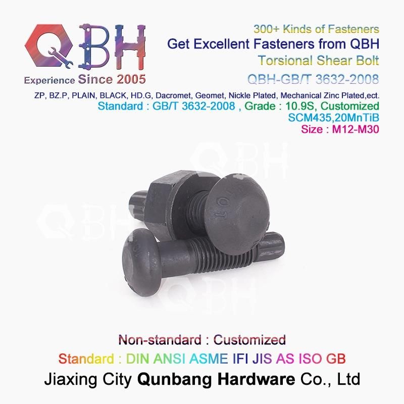 Qbh Customized Torsional Shear Tension Control Tc Bolt Nut Washer Railway Rairoad Hoisting Machinery Steel Structure Spare Unit