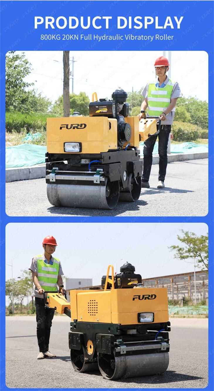 800kg Hydraulic Drive Walk Behind Double Drums Vibratory Road Roller