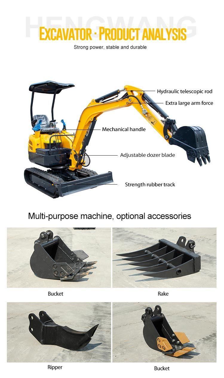 CE EPA Euro5 Mini Hydraulic Excavator for Home Use