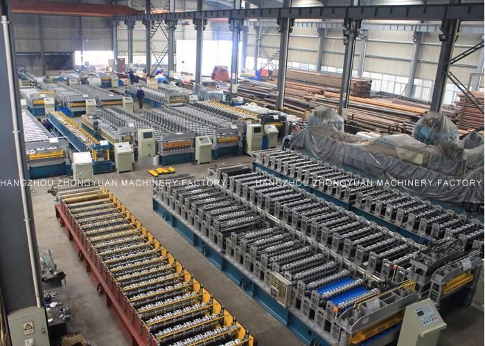 Hangzhou High Eficiency Metal Galvanized Iron Sheet Roll Forming Machine Production Line Trapezoidal Panel Roofing Machine