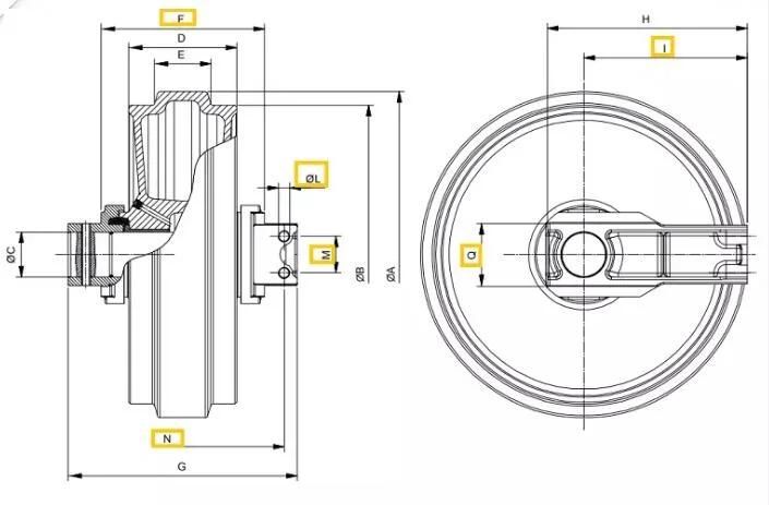 High Quality Excavator Idler Wheel Excavator Idler PC200 Excavator Front Idler Roller