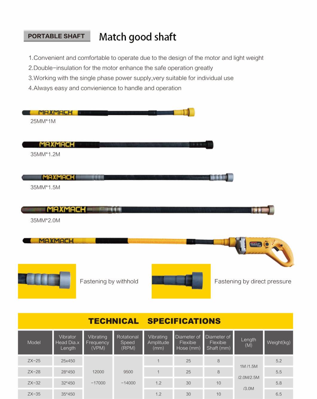 High Speed Electric Portable Power Tool Hand Held Concrete Vibrator for Sale