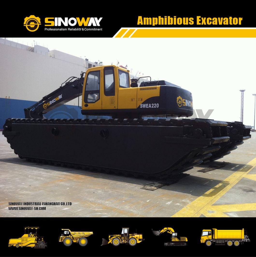 Amphibious Backhoe with Long Reach and Aluminum Track Shoe