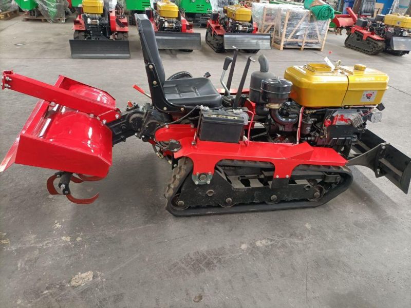 Agricultural Diesel Engine 25 HP Small Four-Wheel Sitting Drive Crawler Tractor with Rotary Tiller