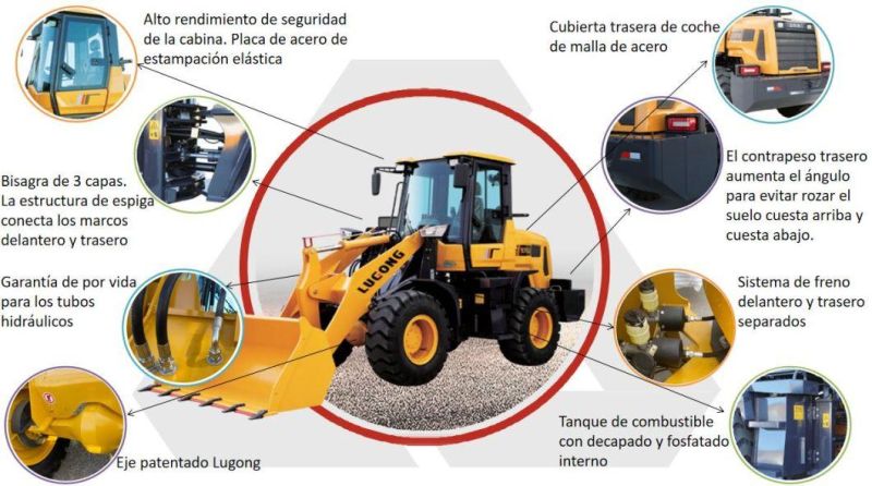 Lugong Cargador Frontal Compacto LG938 De 2t/1m³