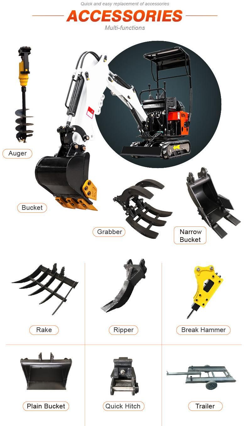 Chinese Supply Factory Direct Sale Farm Home Use Hydraulic Full Automatic Crawler Excavator Machine