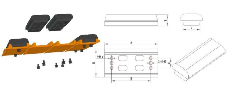 Applicable Sany  Paver Genuine Parts 6 Holes Versatile Rubber Track Pads Suppliers Track Pads Factory