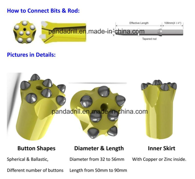 Made in China 34mm 6 Button Drill Bits Tapered 11 Degree Drill Button Bit Quarry Tools Mine Taper Drill Bits