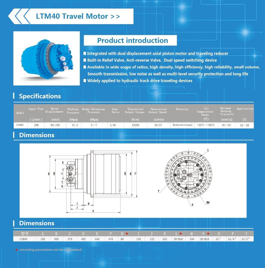 Final Drive Motor for 25t Crawler Excavator Sumitomo Sh200-3