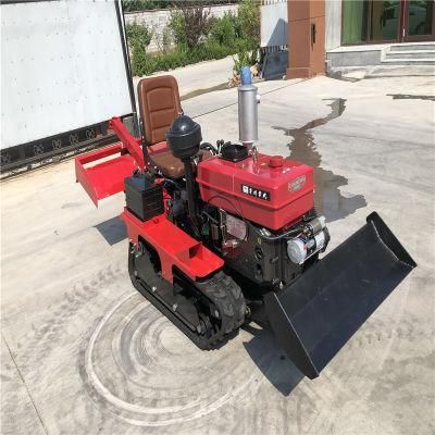Sitting Drive Crawler Tractor with Rotary Tiller for Agricultural Machinery Mini Rotary Cultivator