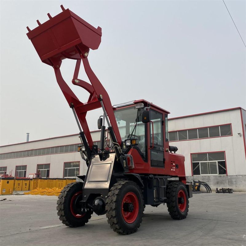 China Factory Wholesale 1/1.2/1.5/2/3tons Small Wheel Loader Small Forklift Skid Steer Loader 4WD Front Loader CE Certification Euro 5 Engine Construction Sit