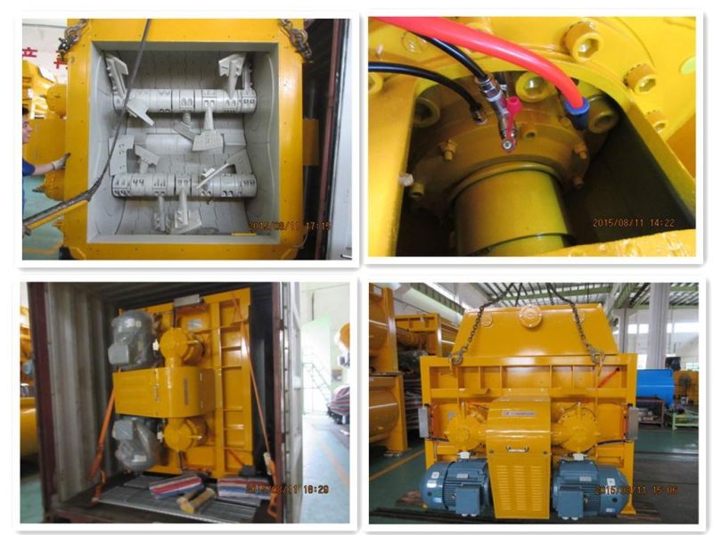 Hydraulic Discharge Function Twin Shaft Concrete Mixer with Ce