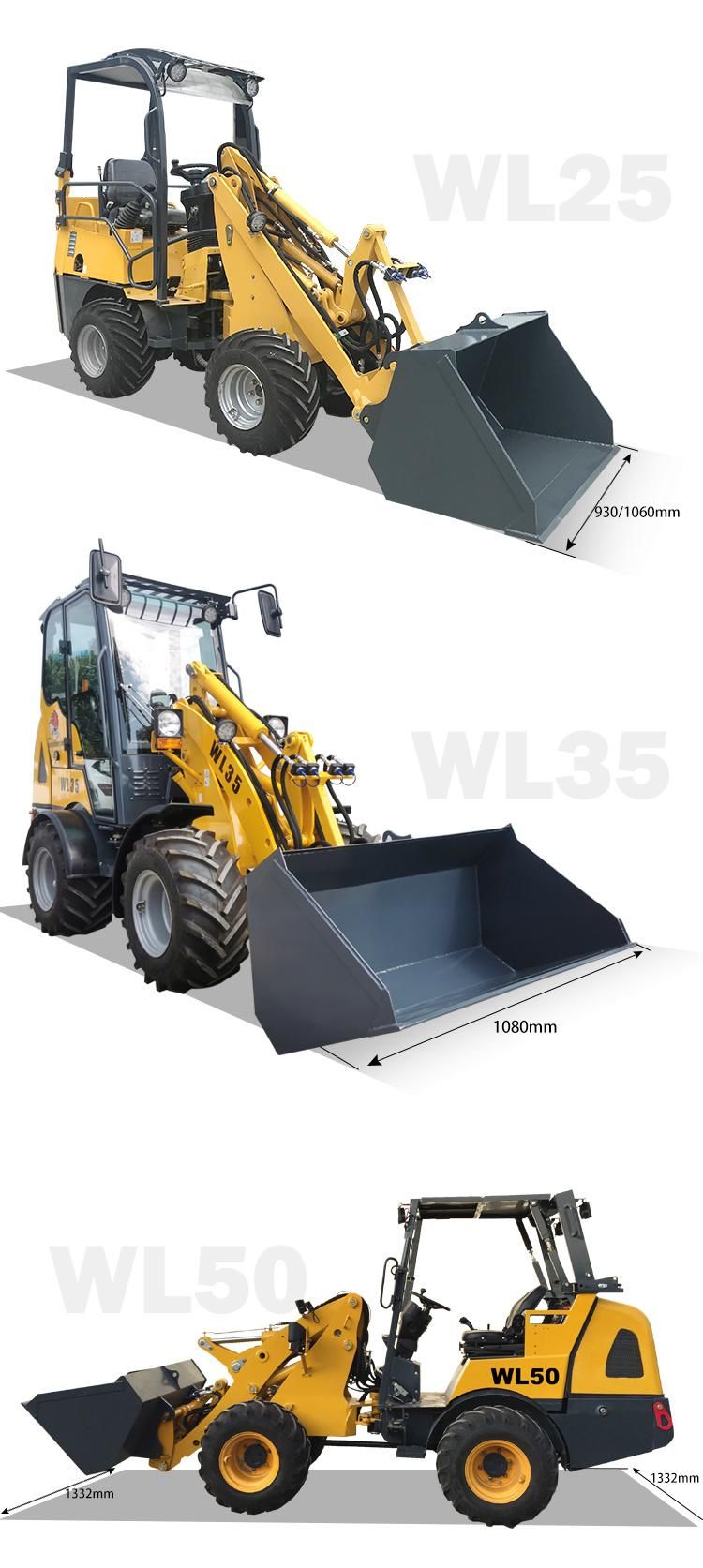 Mini Articulated Wheel Loader Radlader Hoflader Wl25 for Sale