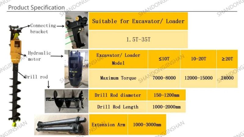Suitable for Excavators 4.5-6 Ton Excavator Hydraulic Auger Earth Drill