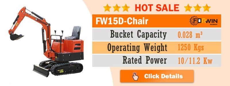 0.8 T Small Backhoe Digger Fw10A Mini Hydraulic Pump Rubber Crawler Track Excavators Cheap Price for Sale