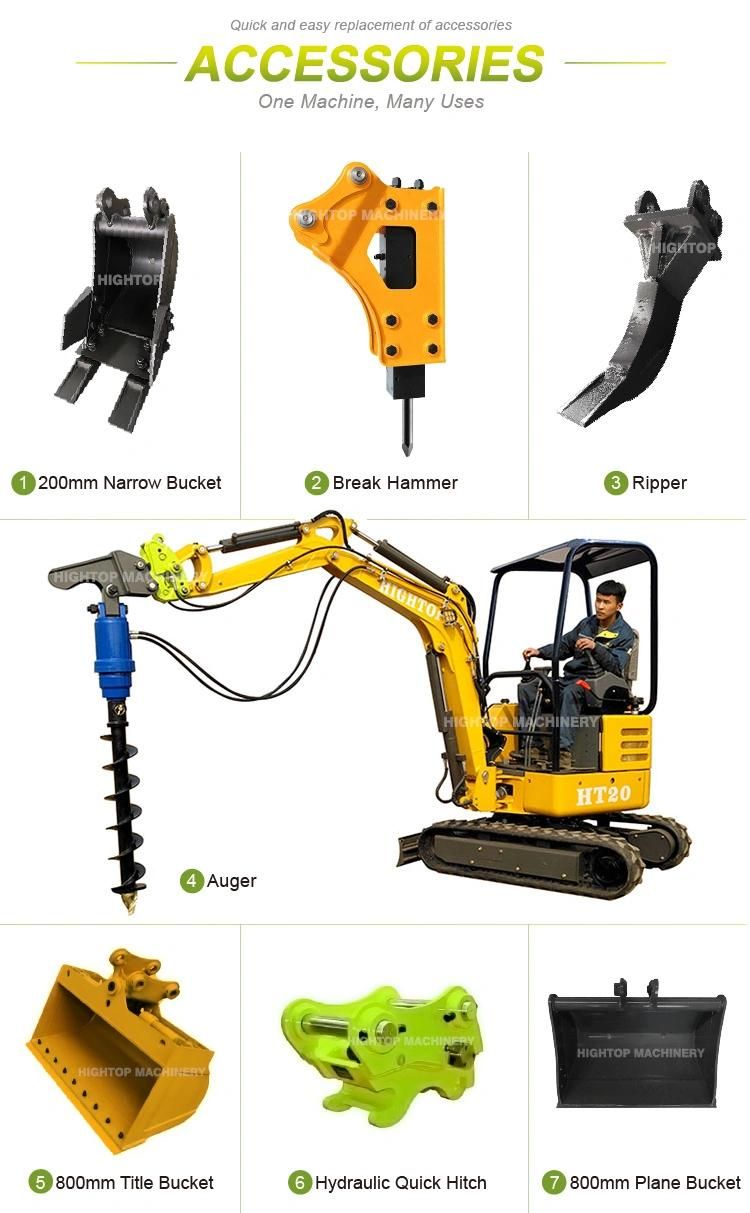 Ht20 Hydraulic Mini Excavator Cheap Small Excavator with 2 Cylinder Engine