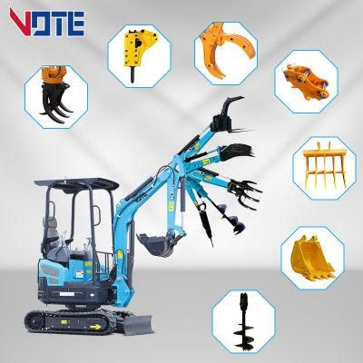 High Quality 1.8t Mini Excavator with Cabin, Euro 5/EPA High and Low Speed Walking Mini Digger Optional Retractable Track