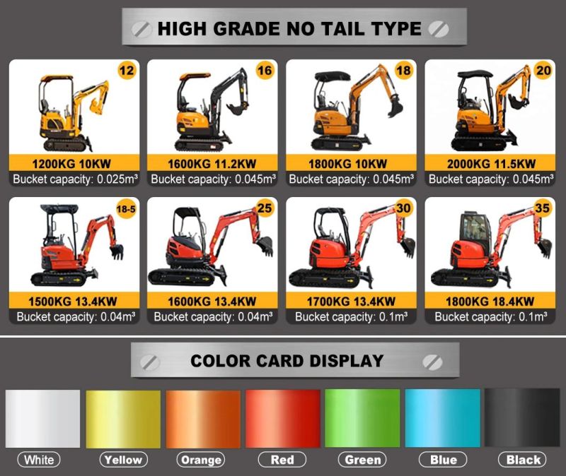 Intelligent Control Chinese Hydraulic Mini Excavator Machine 1t 1.5t 2t 2.5t 3t 3.5t 5t 6t Micro Excavator Spares Farm Digger for Sale