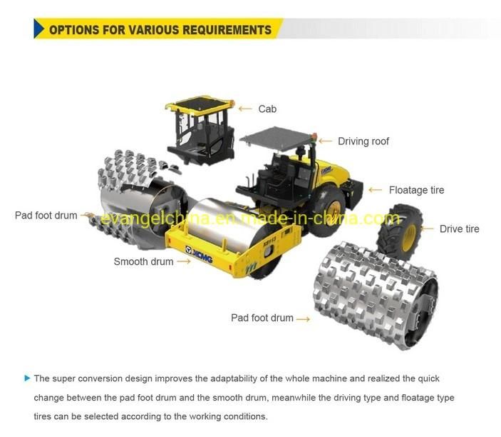 12ton Hydraulic Double Drive Single Drum Vibratory Road Roller Xs123