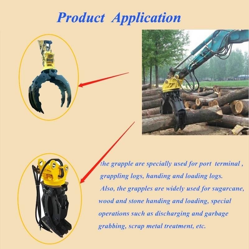 Excavator Hydraulic Log Grapple Rotating Grapple for Scrap Stone Grab