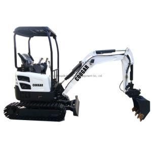 Hot Sales Cougar Cg20 Mini Excavator with Zero Tail, Retractable Chassis