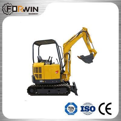3 Ton Fw30u Hydraulic Backhoe Digger Rubber Crawler Belt Track Mini and Small Excavators with Canopy for Sale