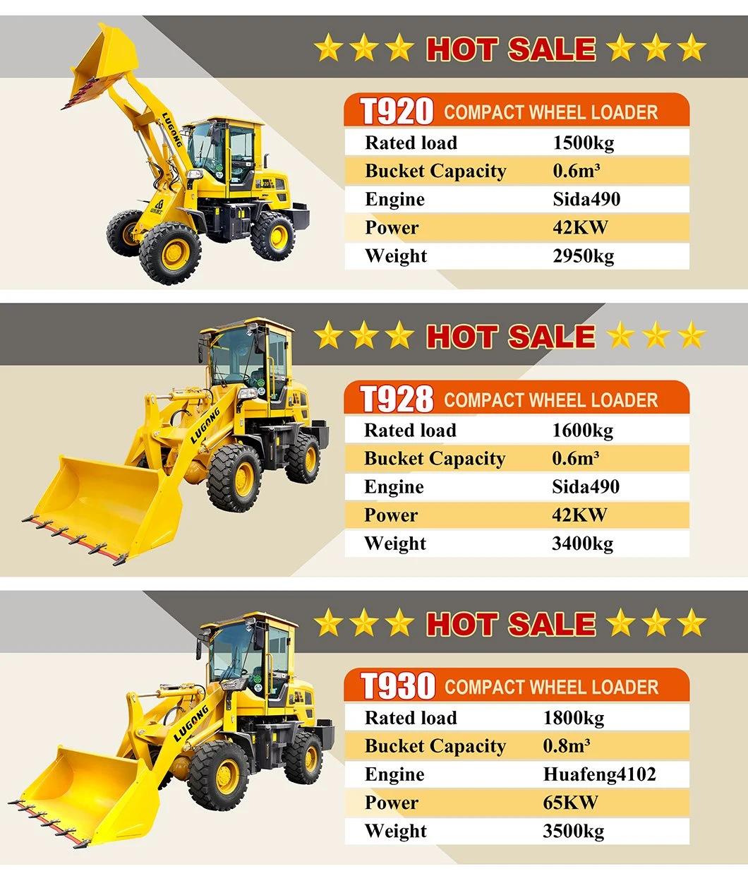 Lugong 4WD Payloader Factory Price Small Wheel Loader T938 Inhot Sale