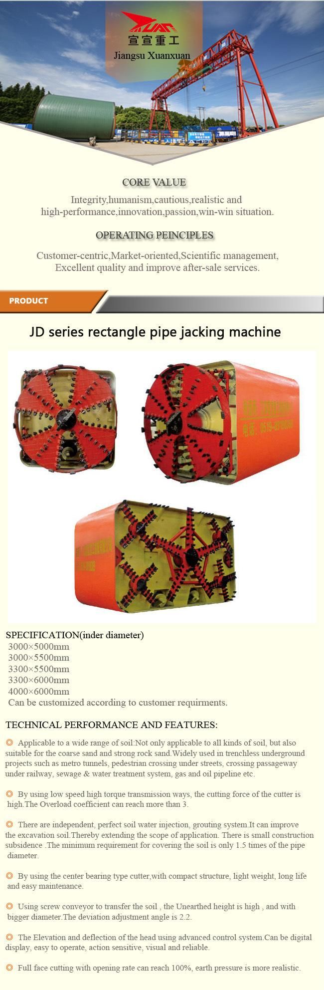 4000*6000mm Trenchless/Underground Rectangular Pipe Jacking Machine