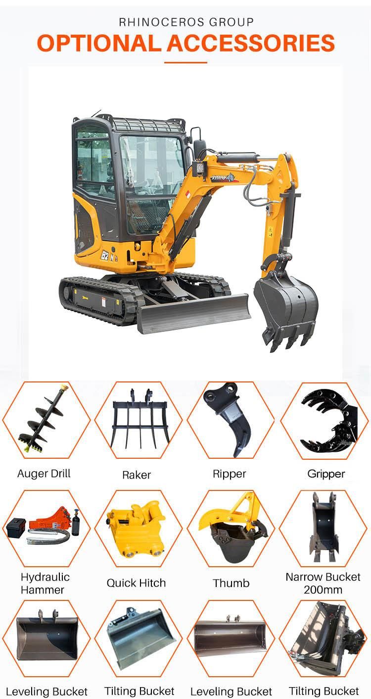 Chinese Rhinoceros Newxn28 2.8ton Cheapest EPA CE Mini Small Micro Hydraulic Smallest Long Boom Excavator Digger Price with Closed Cabin Import for Sale UK List