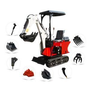 China Red Mini Excavator 0.8ton Small Digger 650kg Crawler Excavator Price with Hydraulic Swing Arm&Hammer