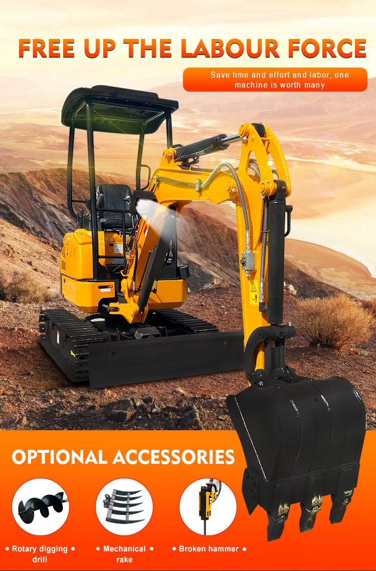 Smallest Farm Mini Crawler Excavator 2ton Cheap Price of Hydraulic Garden Home Use Mini Excavator