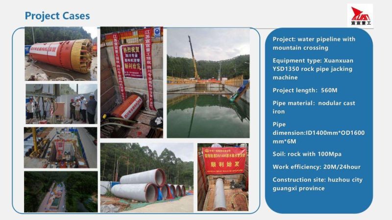 Irrigation Work Ysd1500 Rock Pipe Jacking Machine for Sewage Pipeline