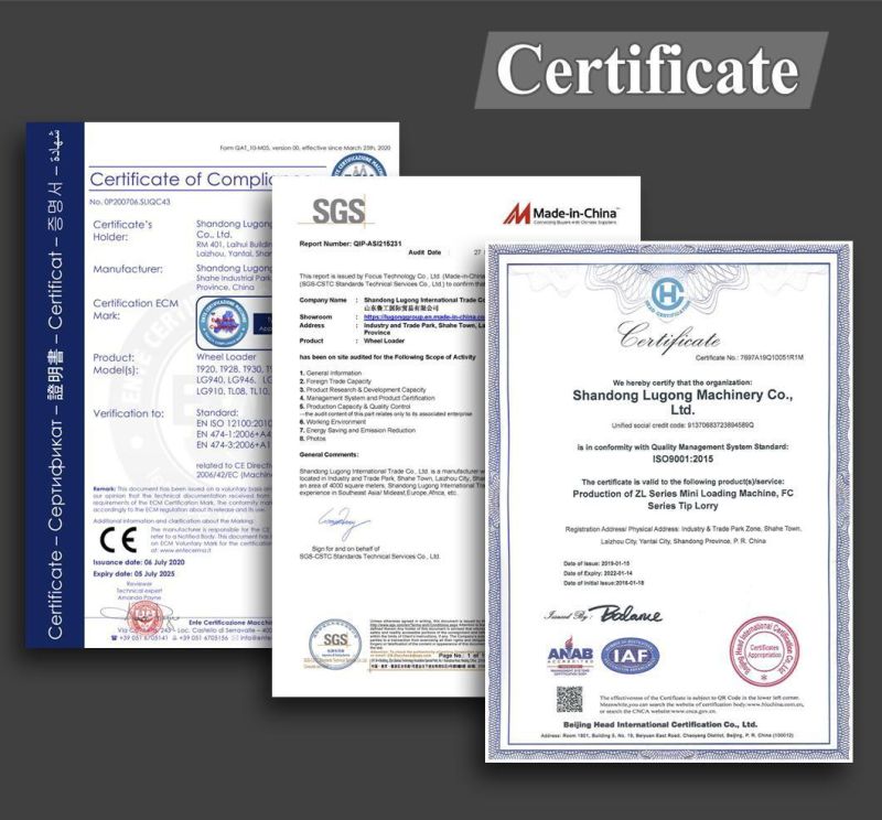 China Lugong Wheel Loader ISO and CE Certificated 2.5ton Upgreated Loaders LG946 for Manufacturing Plant