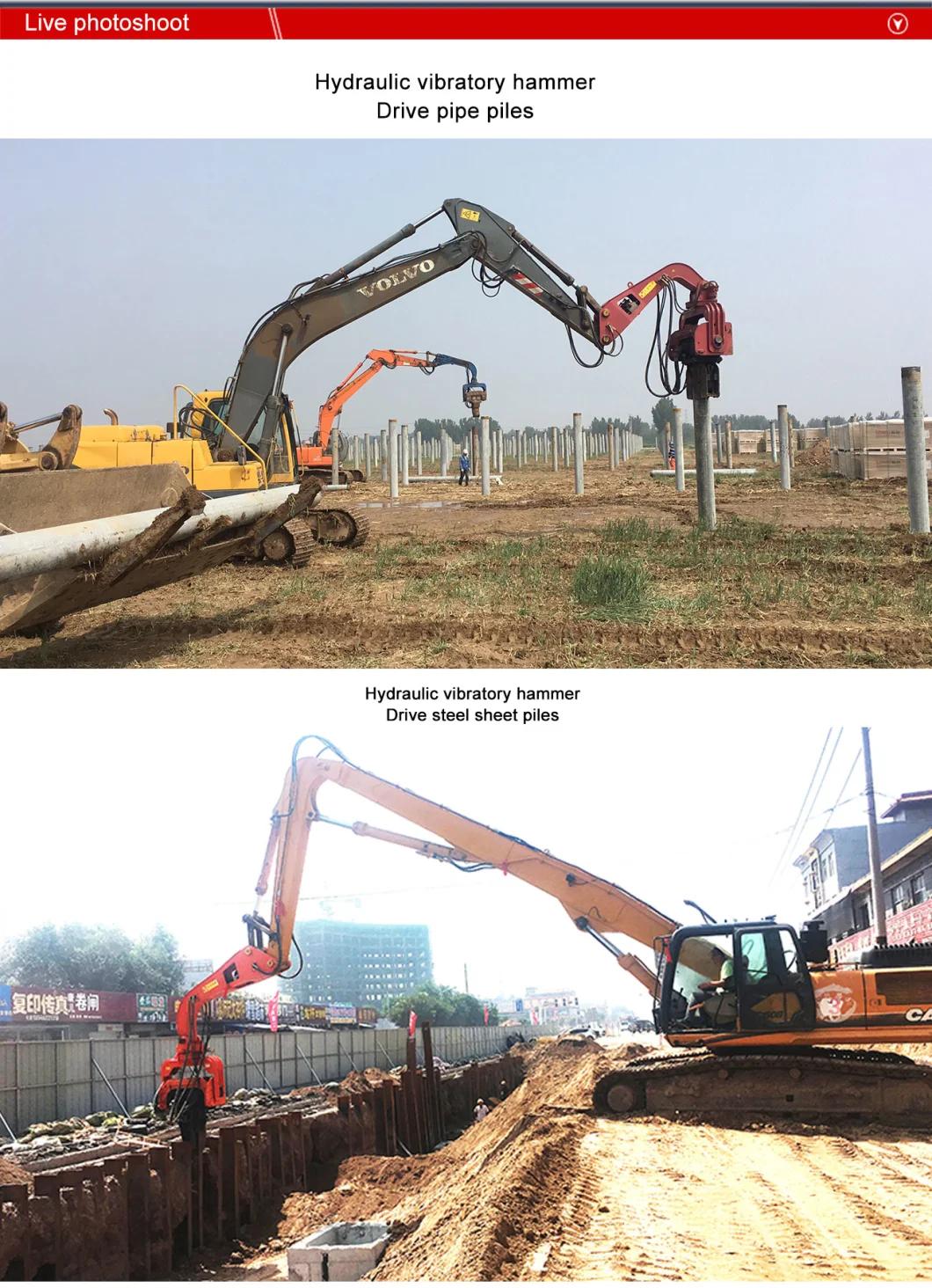 Beiyi Construction Machinery Pile Driving Equipment 18-65t Excavator Mounted Hydraulic Vibro Hammer/Vibratory Sheet Pile Driver