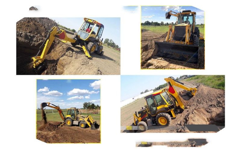 Chinese Compact Backhoe Loader for Sale Mini Backhoe Excavator Loader 4WD Drive Compact Tractor with Loader and Backhoe with AC
