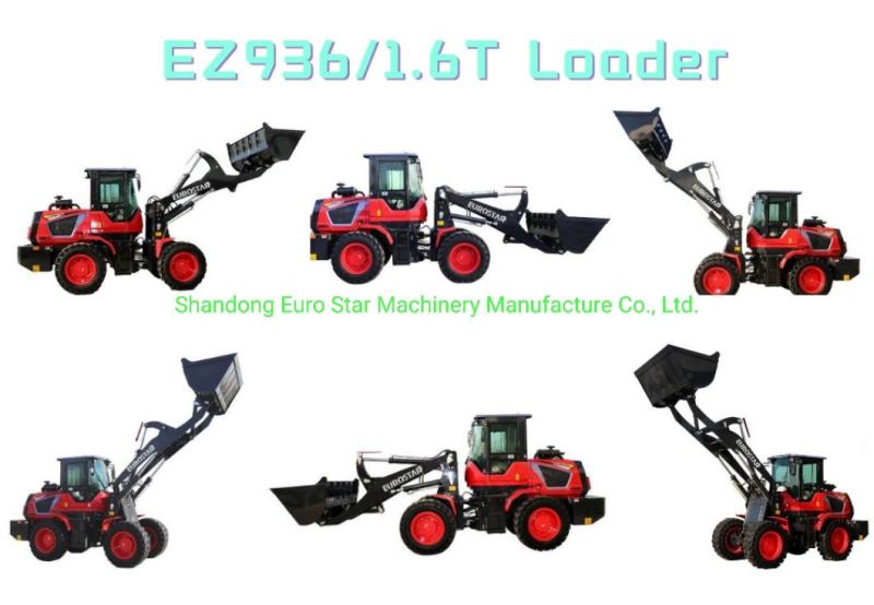 1.6t Compact Hydraulic Multifunctional Construction Machinery Wheel Loader Mini Loader for Construction, Farm and Garden