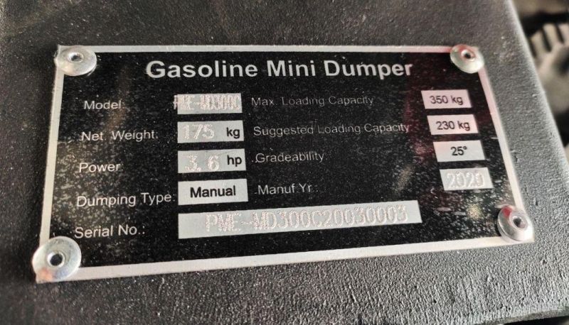 MD350 Construction Machine Mini Dumper Small Transport Vehicle