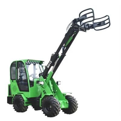 Multifunction Farm/Construction 2 Ton Telescopic Boom Wheel Loader with Hay Bale Grapple/Clamp for Sale