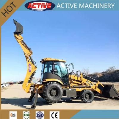 Top Brand ACTIVE 8.2ton AL388 Backhoe with Famous 74kw Cummins Engine&1m3 Loader Bucket&0.3m3 Backhoe Bucket for Sale