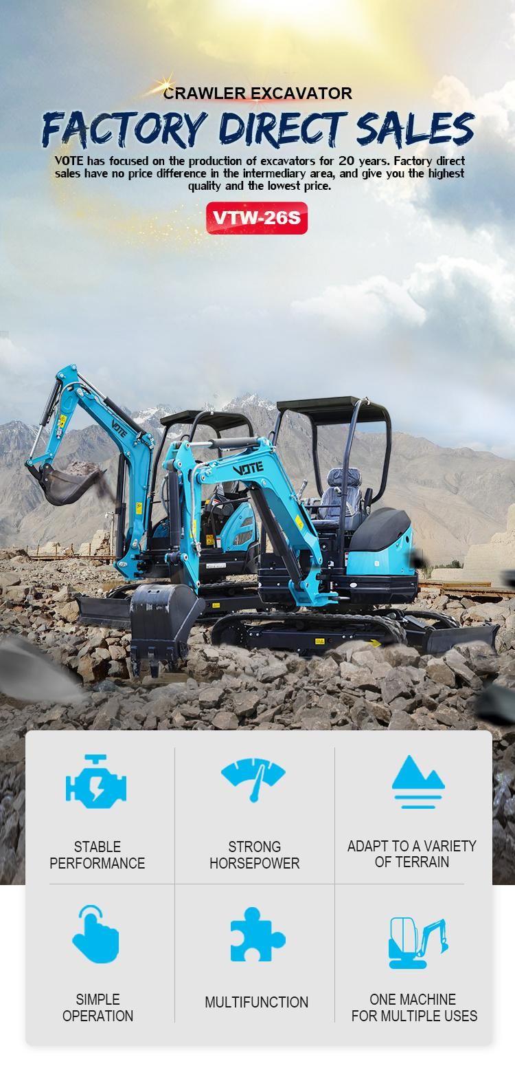 Chinese Manufacturers High Quality Hydraulic 2.0 Ton 2.6 Ton Crawler Mini Excavator for Sale