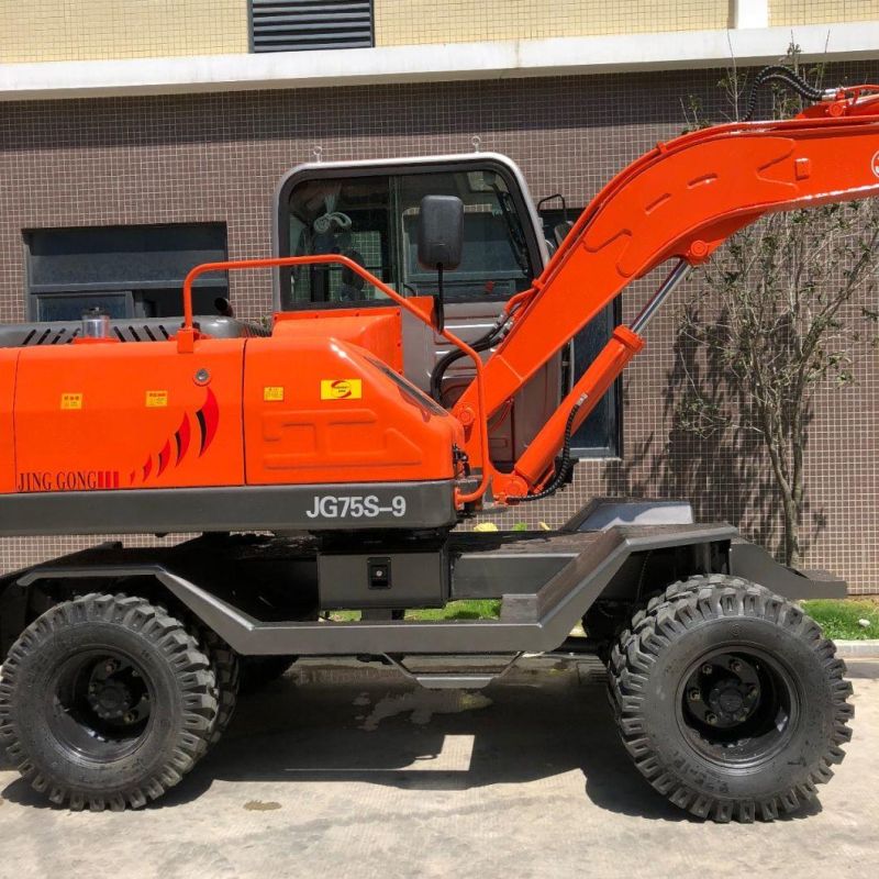 6ton Mechanical Transmission Wheel Digger Mini Excavators Backhoe Wheeled Excavator