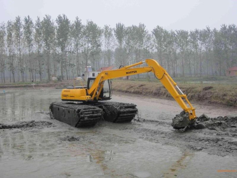 River Channel Desilting Backhoe Crawler Excavator Floating Body