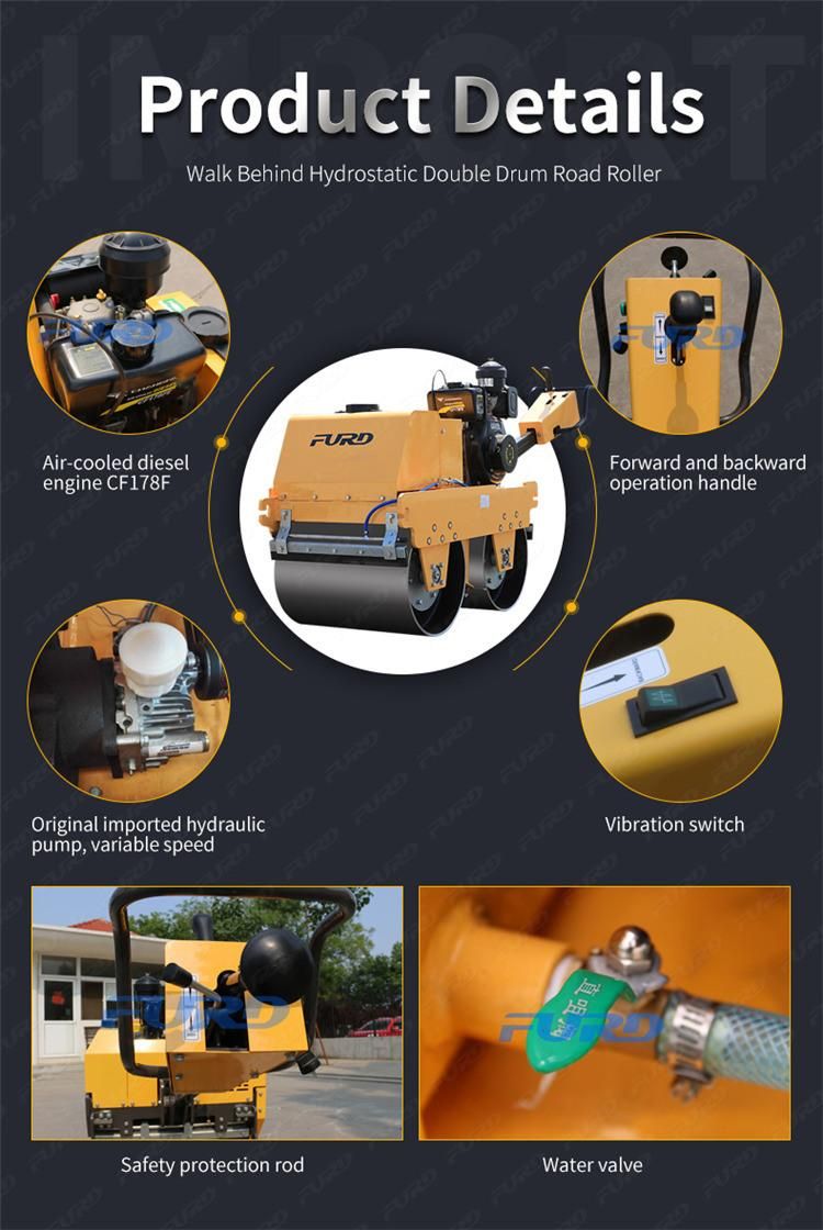 High Efficiency Small Double Drum Diesel Vibration Road Roller with Good Price